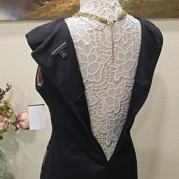 Black Illusion Lace Cocktail Dress sz 8 Connected Apparel NWT Retail $80.00 - Picture 10 of 10